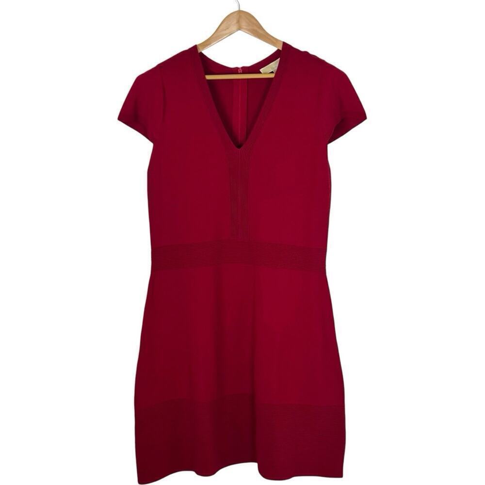 NWT MICHAEL Michael Kors Ottoman Knee Length Flare Dress Red Currant Women's 1X